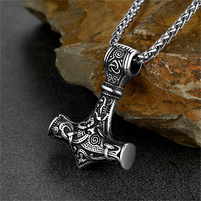 FaithHeart Viking Thor's Hammer Necklace Mjolnir Necklace for Men FaithHeart