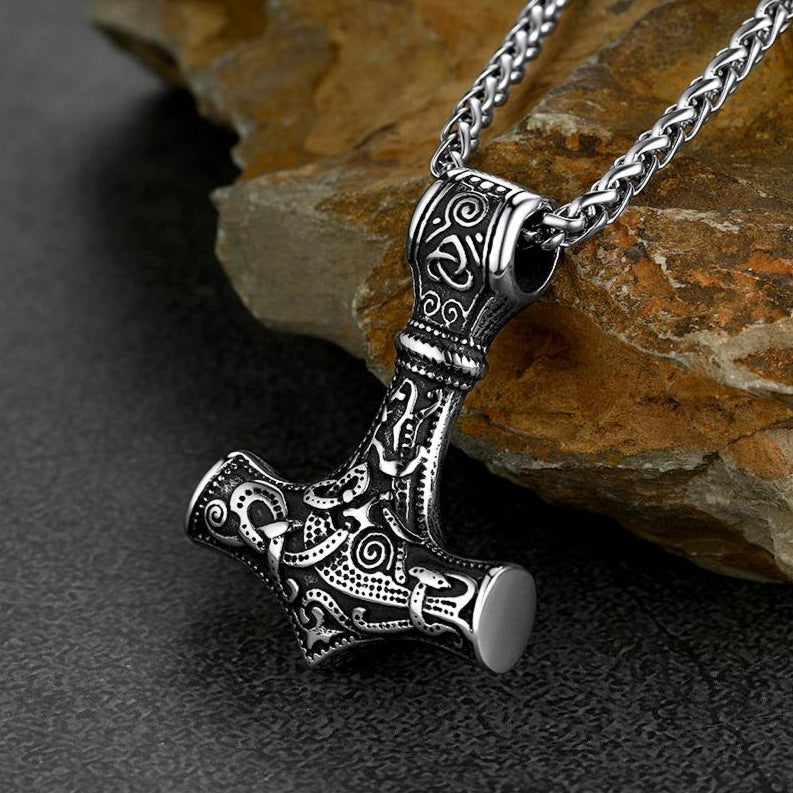 FaithHeart Viking Thor's Hammer Necklace Mjolnir Necklace for Men FaithHeart