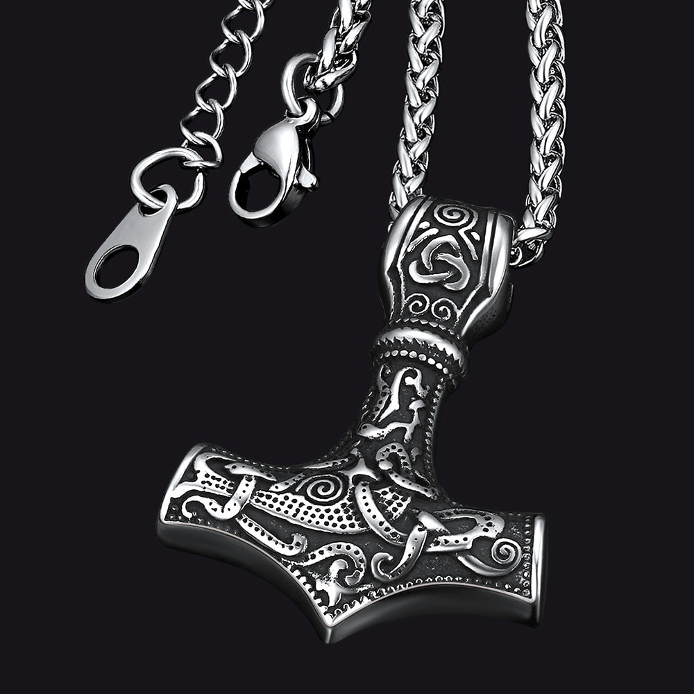 FaithHeart Viking Thor's Hammer Necklace Mjolnir Necklace for Men FaithHeart