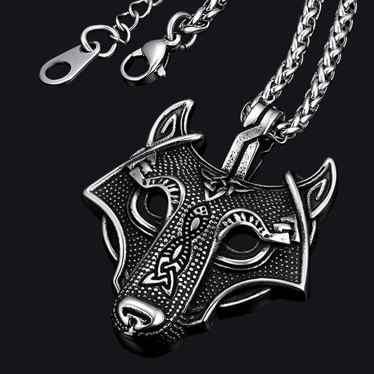 FaithHeart Viking Celtic Wolf Necklace For Men FaithHeart