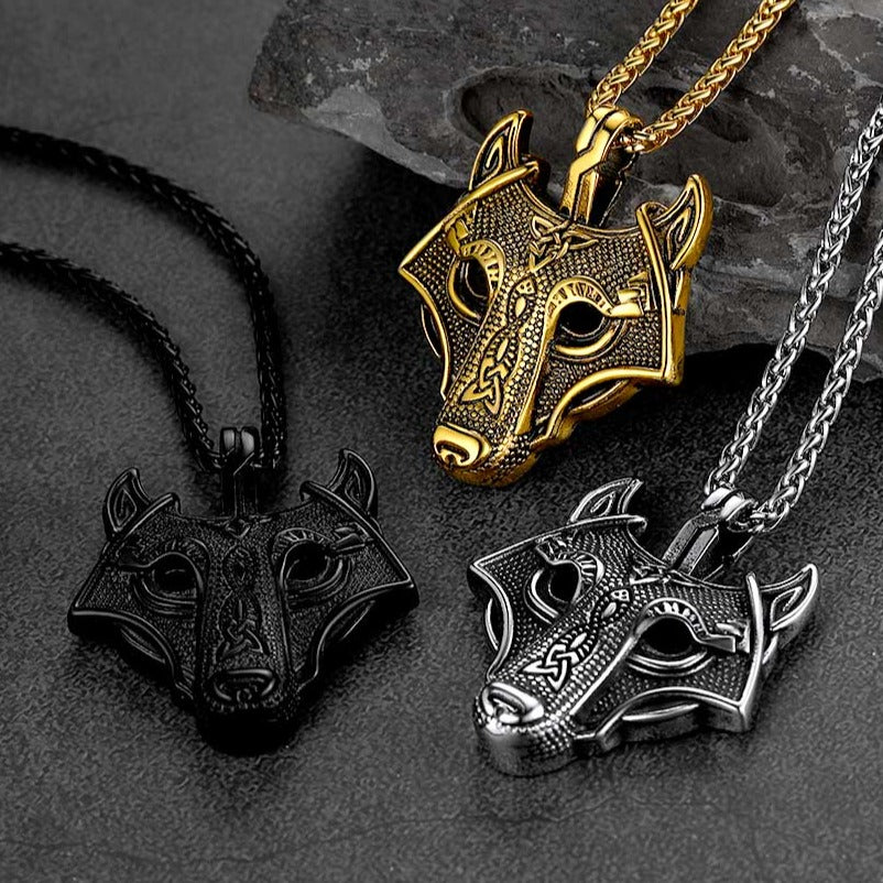 FaithHeart Viking Celtic Wolf Necklace For Men FaithHeart