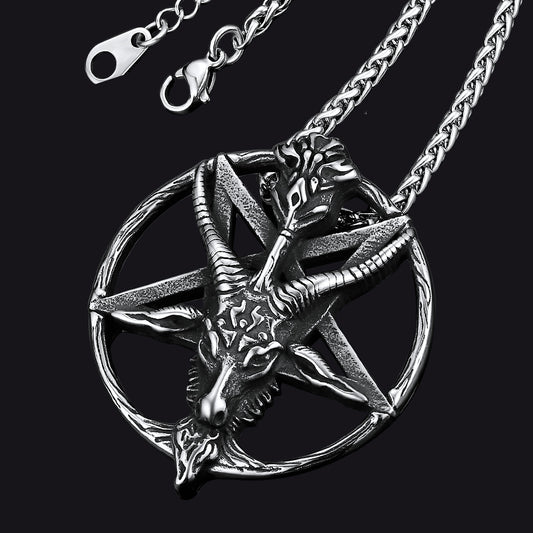 FaithHeart Satanic Baphomet Goat Pentagram Necklace for Men FaithHeart
