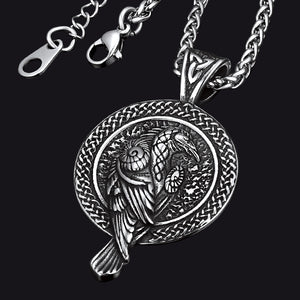 FaithHeart Viking Odin's Raven Necklace Pendant with Chain for Men FaithHeart