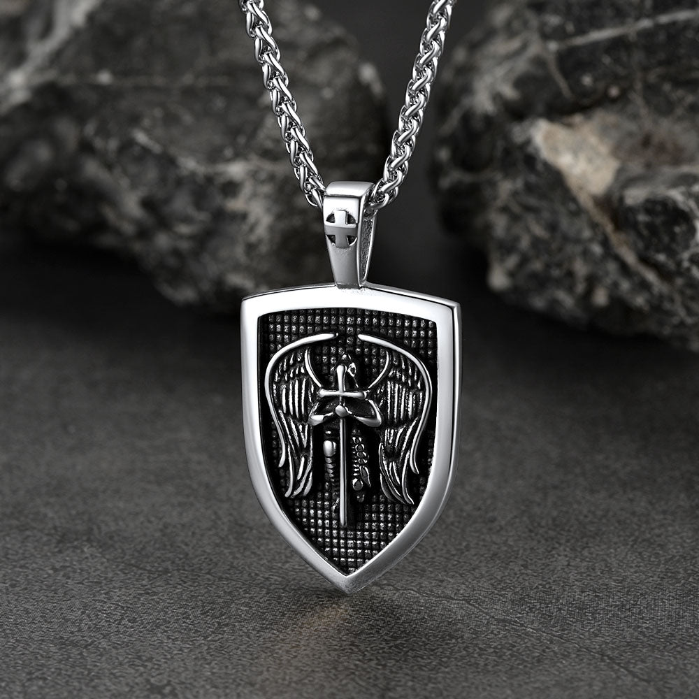 FaithHeart Shield Archangel St. Michael Protection Necklace For Men FaithHeart
