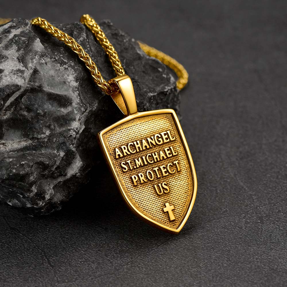 FaithHeart Shield Archangel St. Michael Protection Necklace For Men FaithHeart