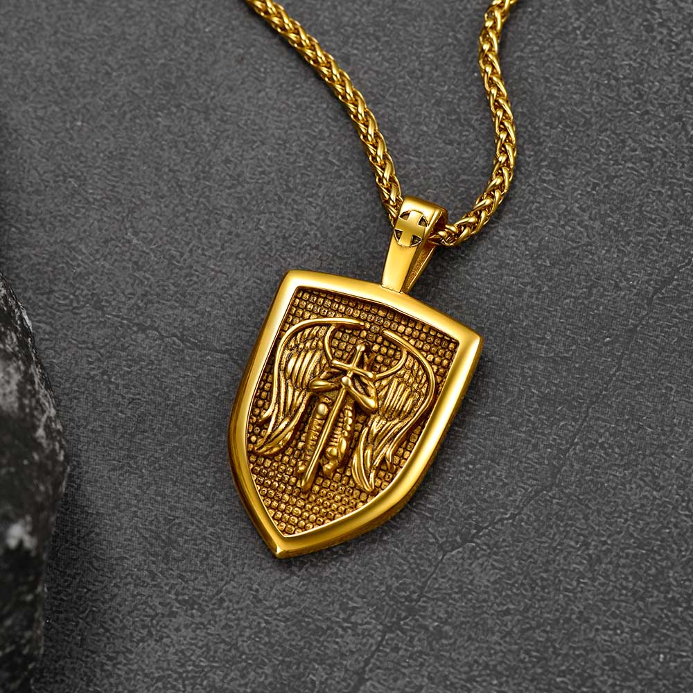 FaithHeart Shield Archangel St. Michael Protection Necklace For Men FaithHeart