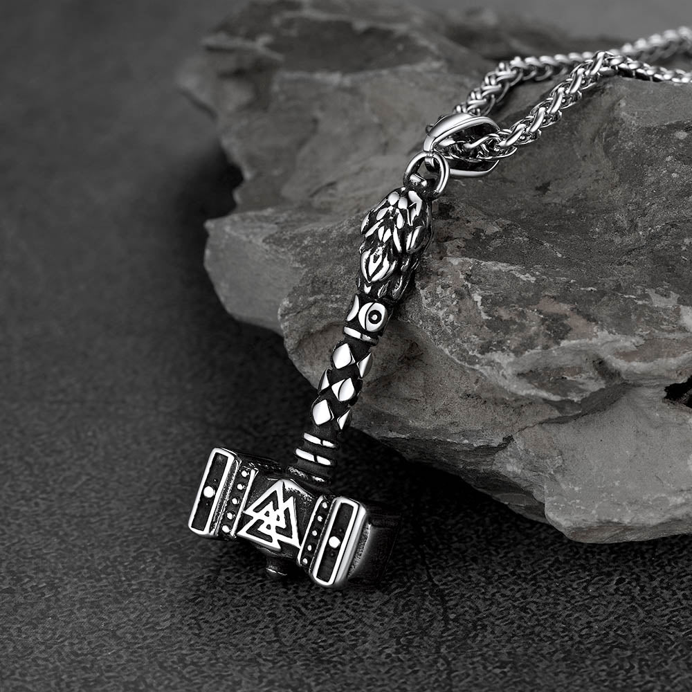 FaithHeart Thor's Hammer Necklace Mjolnir Charm For Men FaithHeart