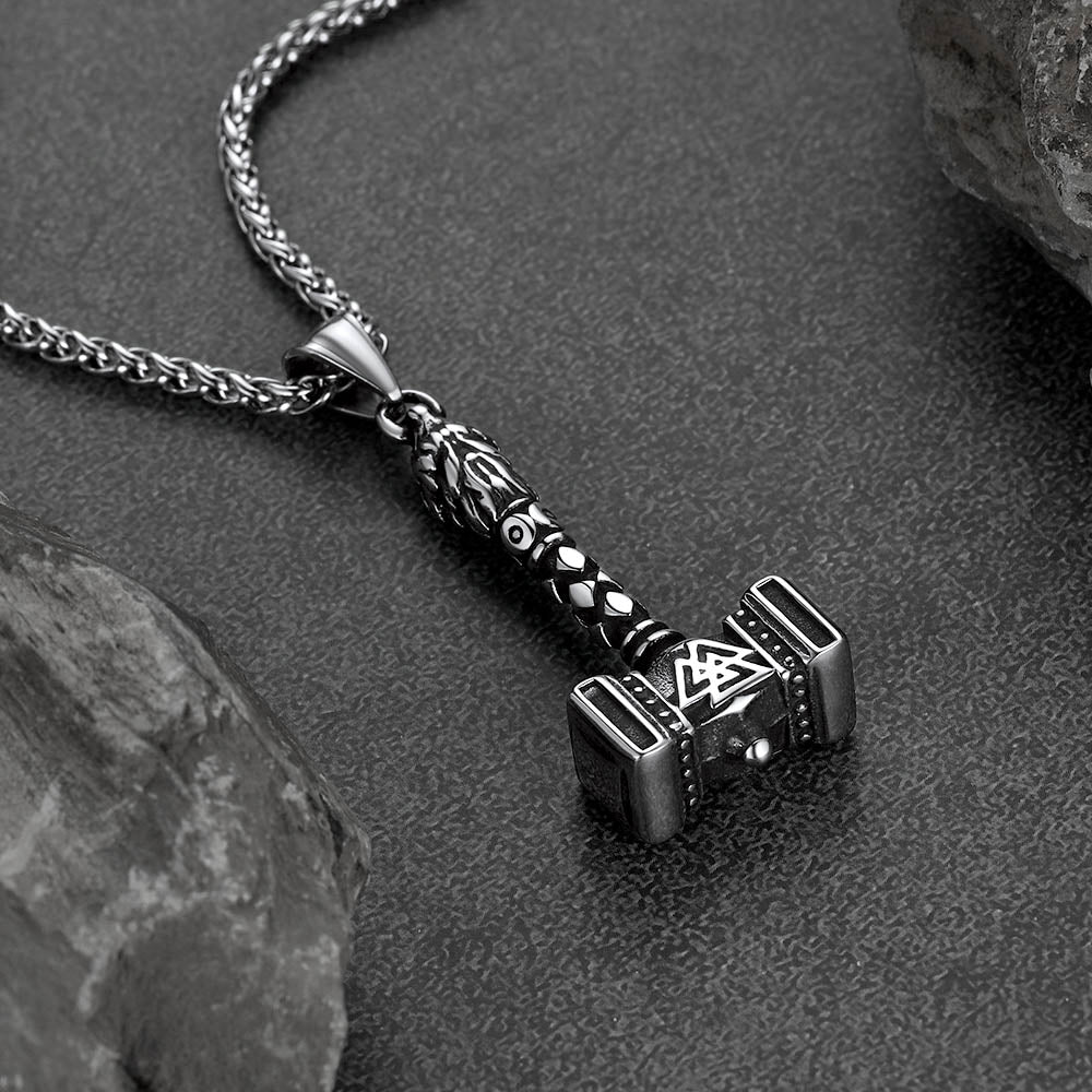FaithHeart Thor's Hammer Necklace Mjolnir Charm For Men FaithHeart