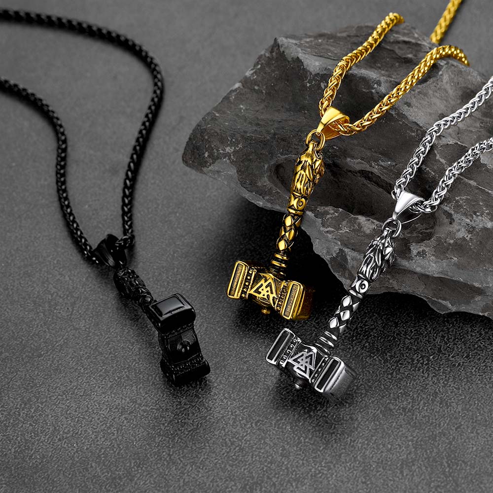 FaithHeart Thor's Hammer Necklace Mjolnir Charm For Men FaithHeart