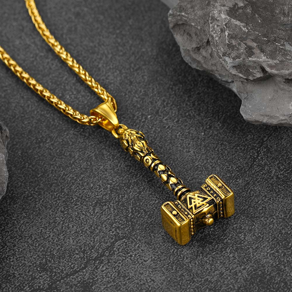 FaithHeart Thor's Hammer Necklace Mjolnir Charm For Men FaithHeart