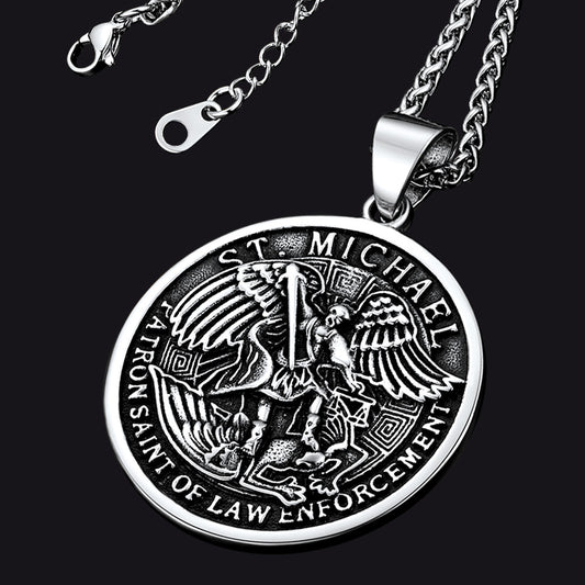 FaithHeart The Archangel St. Michael Medal Necklace For Men FaithHeart
