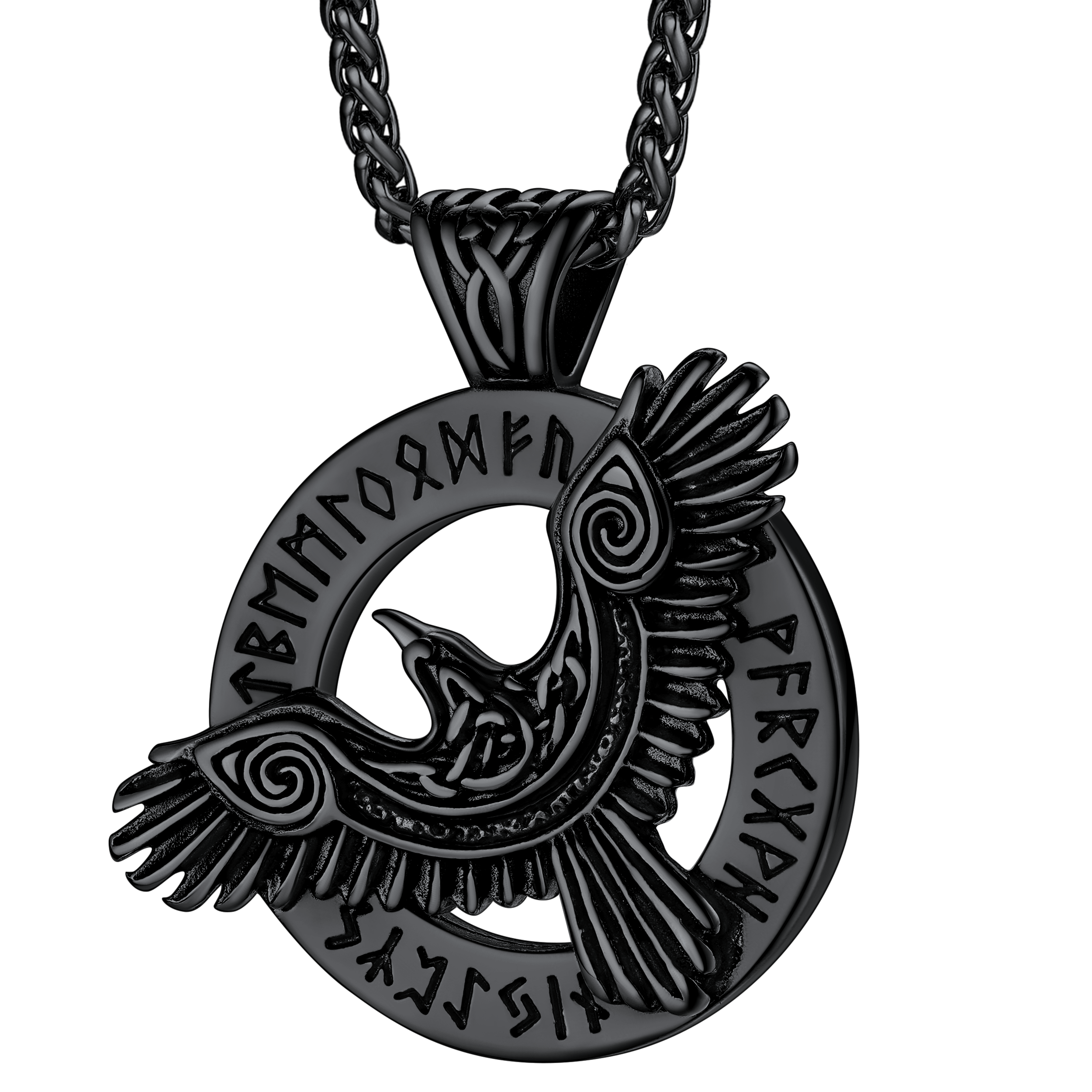 Viking Odins Raven Necklace Runes