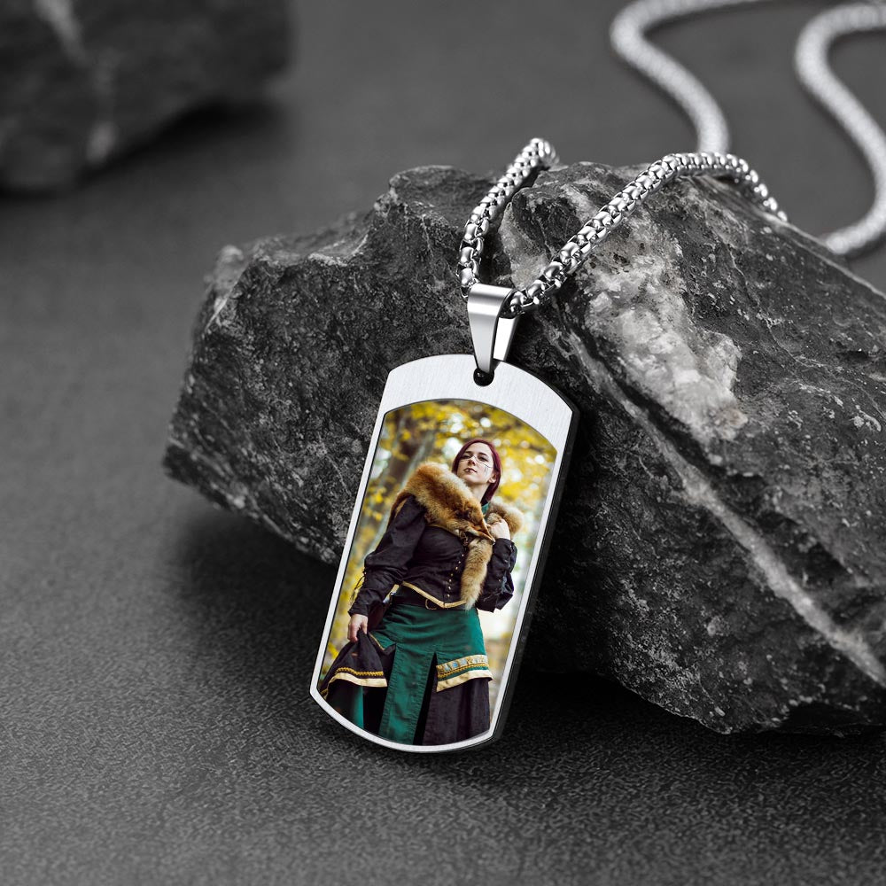 FaithHeart Custom Saint Michael Picture Necklace Dog Tag for Men FaithHeart