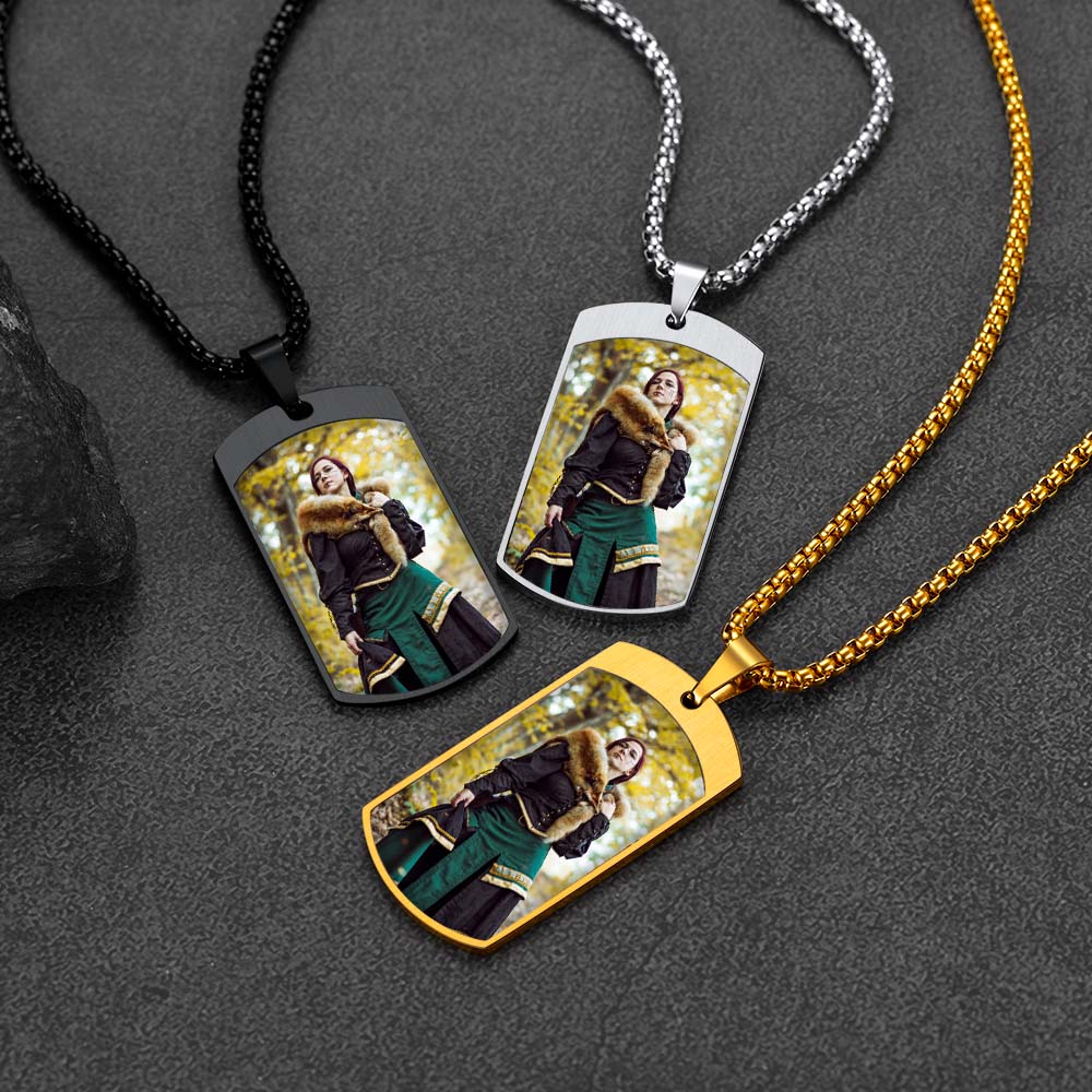 FaithHeart Custom Saint Michael Picture Necklace Dog Tag for Men FaithHeart