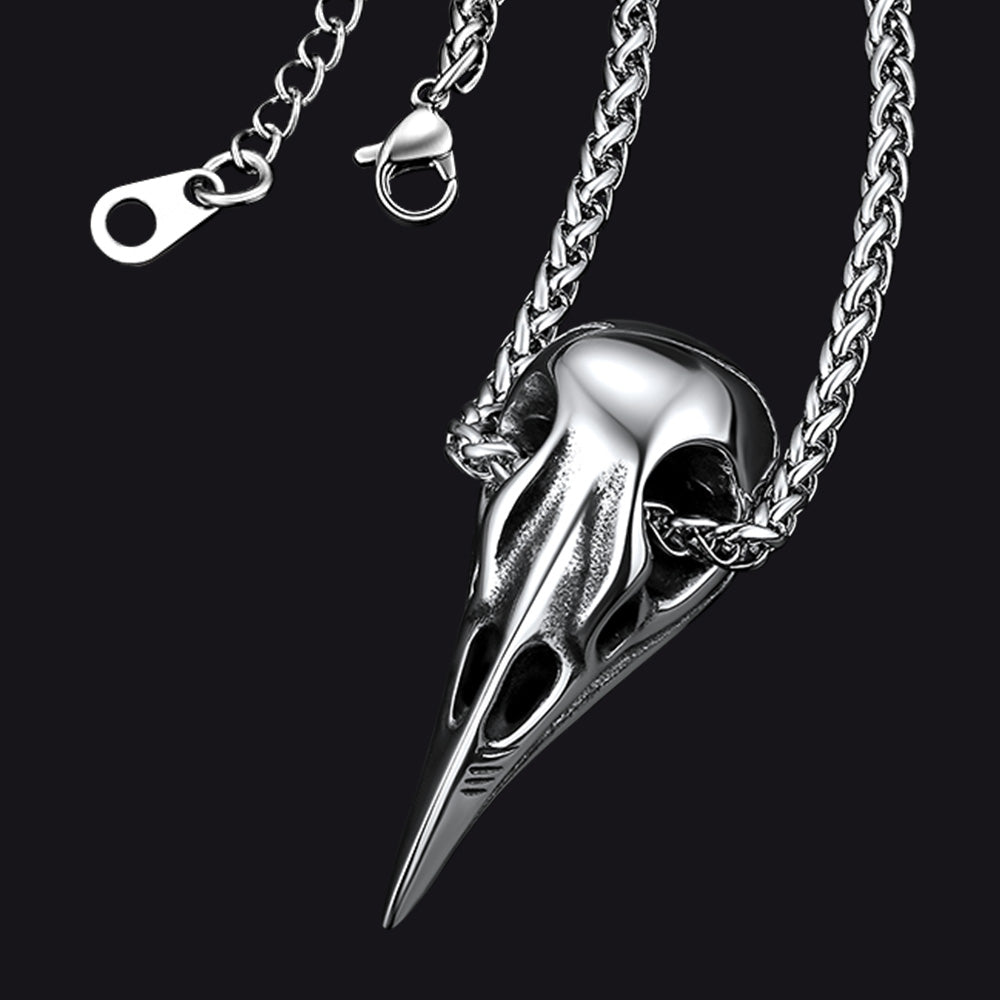 Viking Raven Skull Necklace