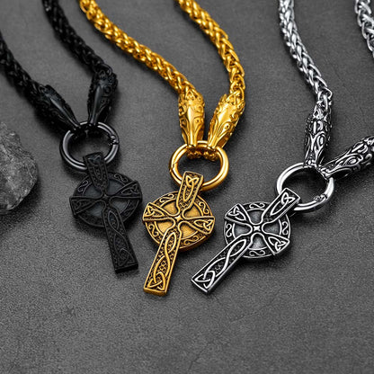 FaithHeart Custom Picture Celtic Cross Necklace with Wolf Chain FaithHeart