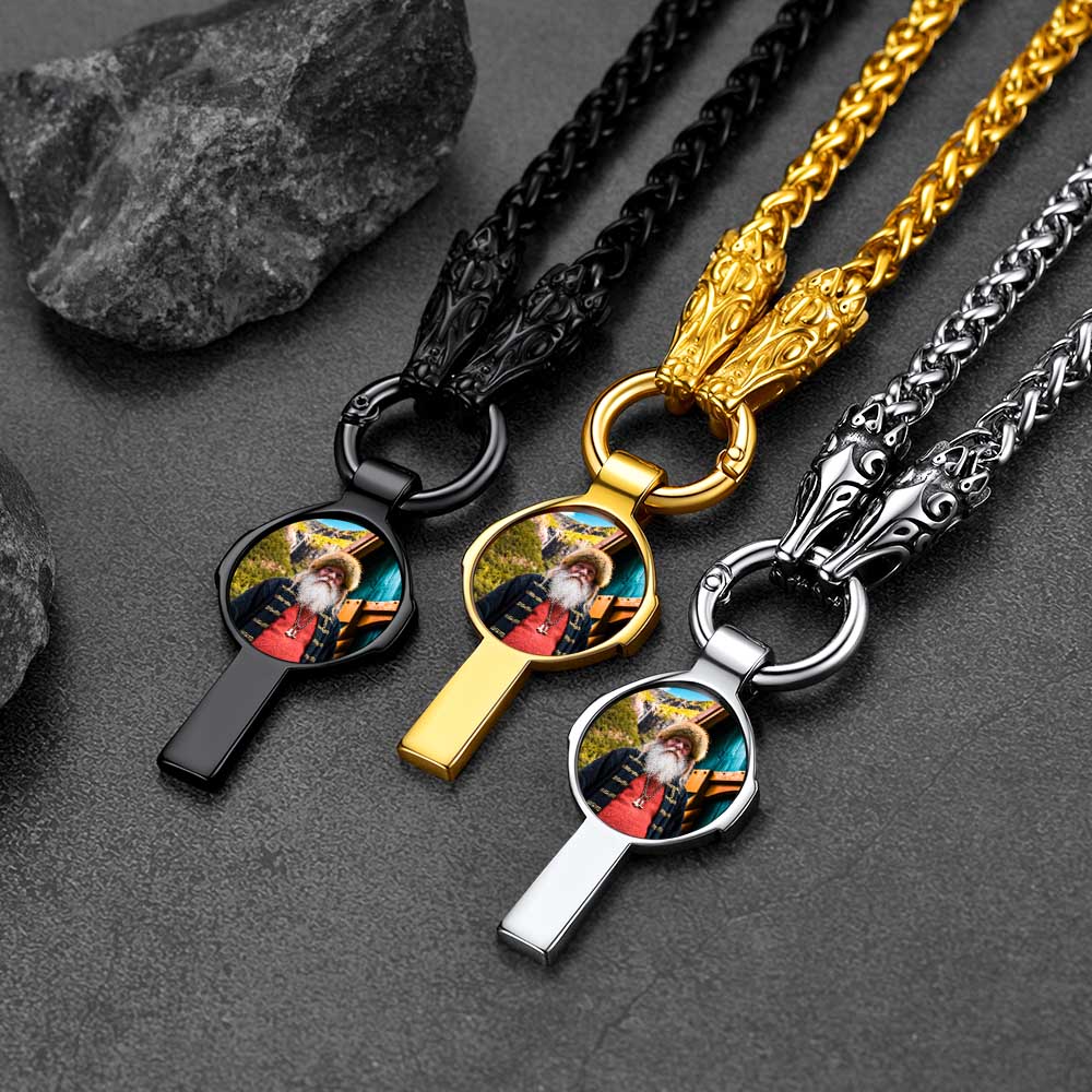 FaithHeart Custom Picture Celtic Cross Necklace with Wolf Chain FaithHeart