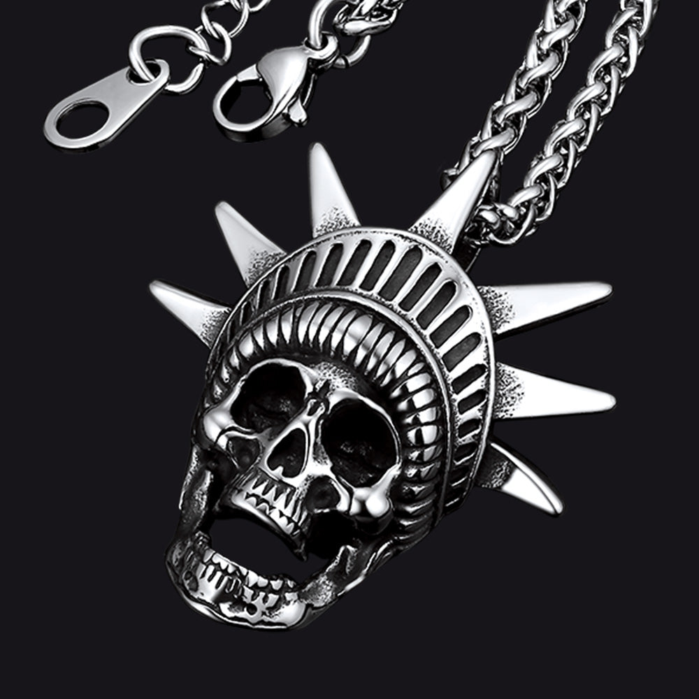 Flash Sale Gothic Statue Liberty Skull Necklace