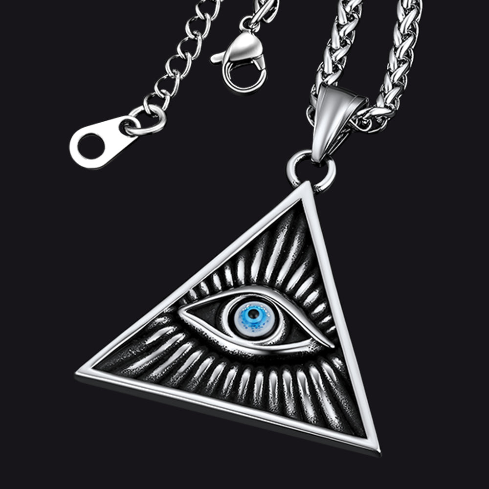 Triangle All Seeing Third Eye Pendant Necklace