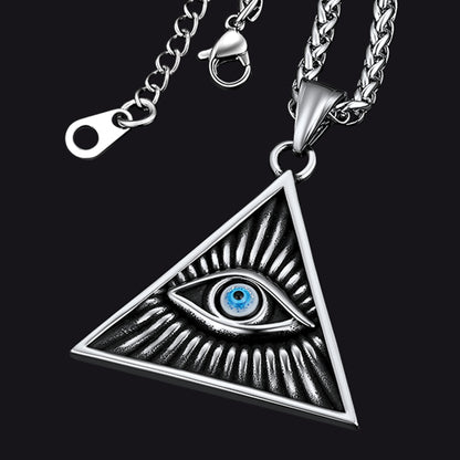 FaithHeart Triangle All Seeing Eye Pendant Necklace For Men FaithHeart