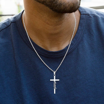 FaithHeart Christian Faith Cross Necklace Pendant for Men FaithHeart