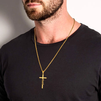 FaithHeart Christian Faith Cross Necklace Pendant for Men FaithHeart