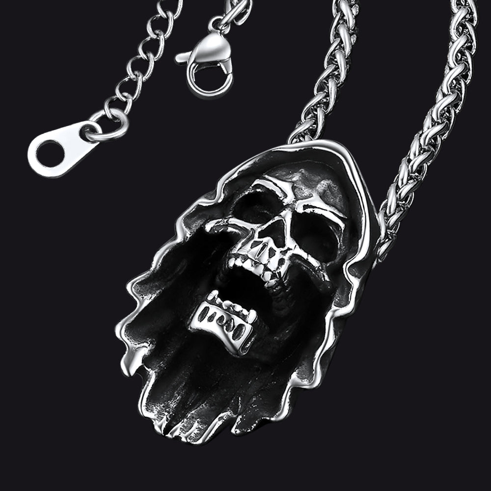 FaithHeart Grim Reaper Skull Pendant Necklace For Men FaithHeart