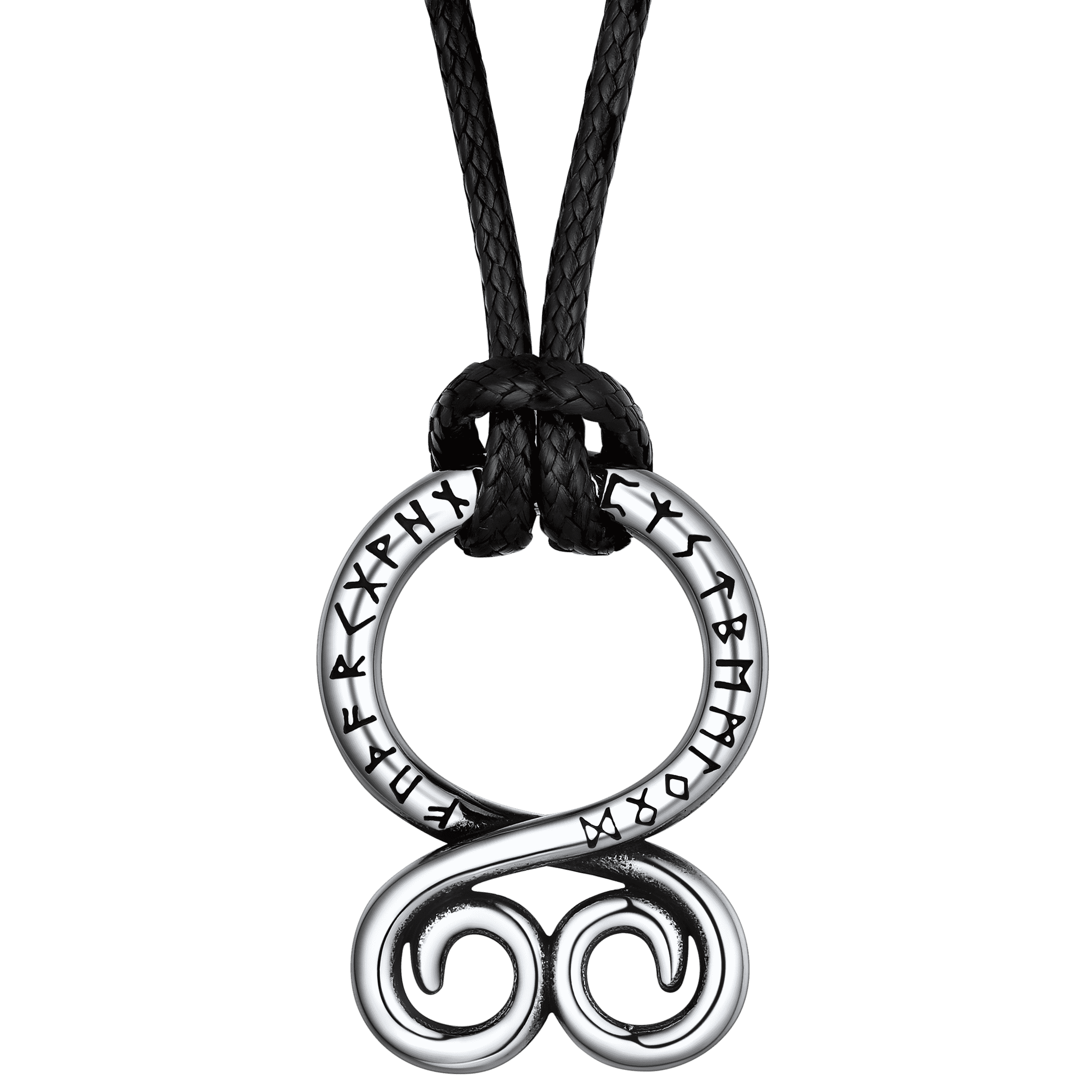 Troll Cross Pendant Leather Necklace Viking Runes