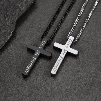 FaithHeart Stainless Steel Plain Cross Pendant Necklace for Men FaithHeart