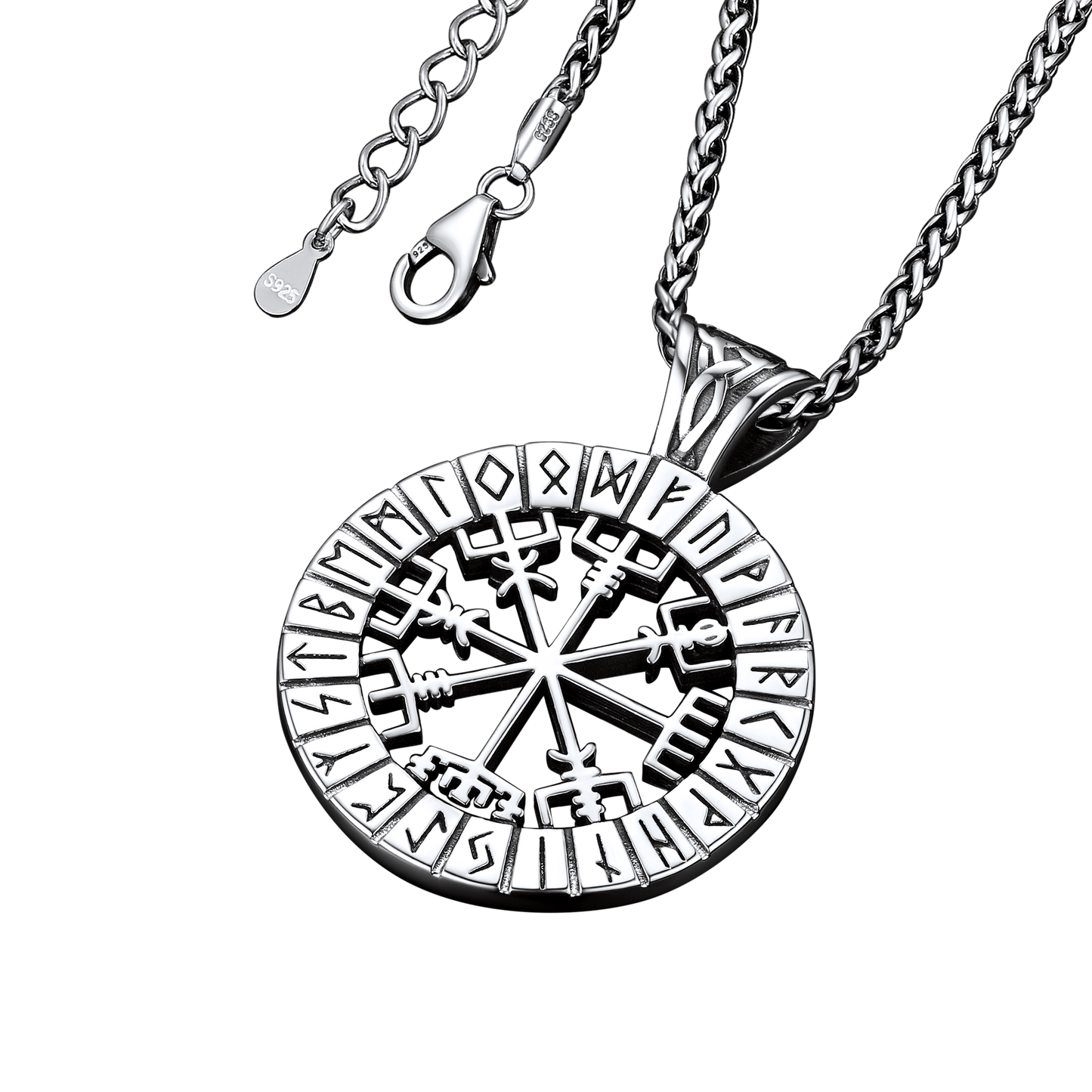 FaithHeart Viking Rune Vegvisir Necklace Pendant For Men FaithHeart