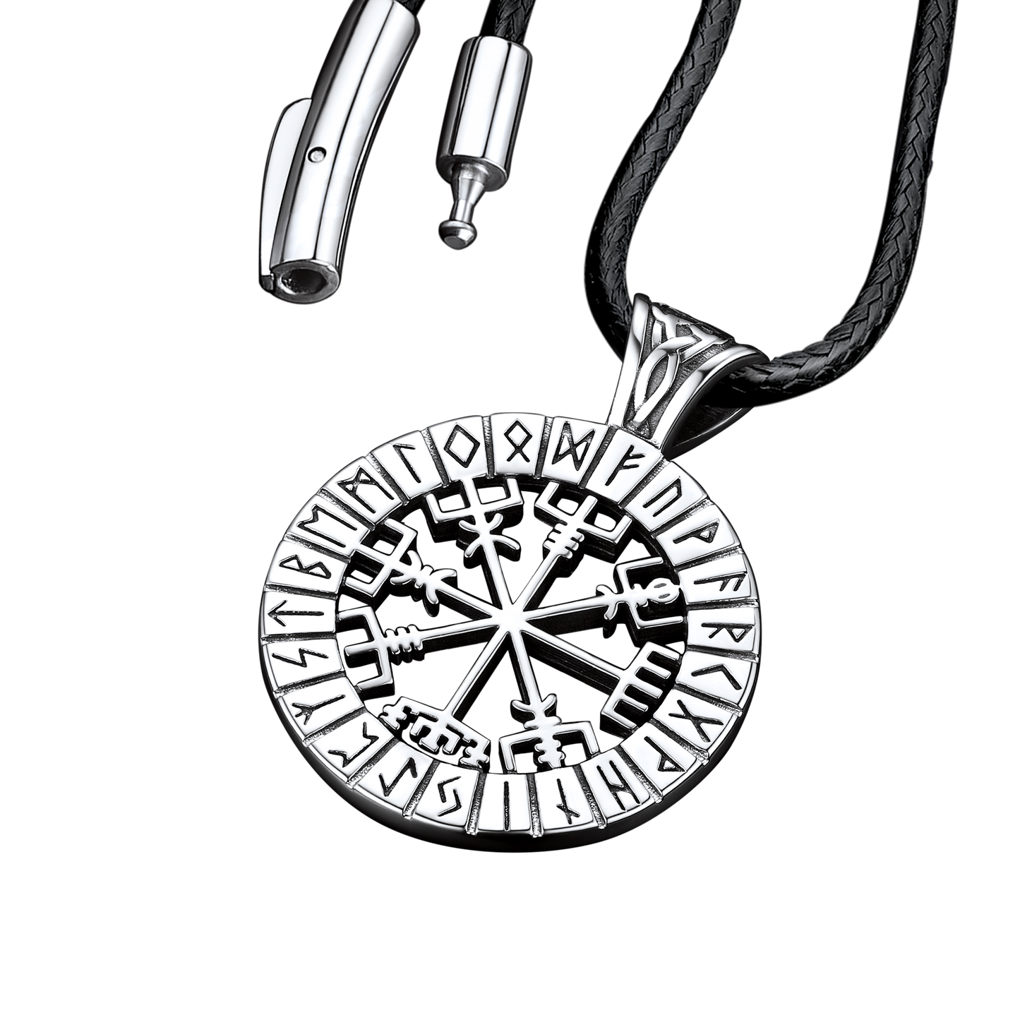 FaithHeart Viking Rune Vegvisir Necklace Pendant For Men FaithHeart