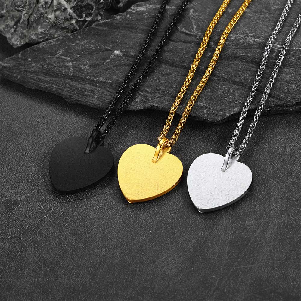 FaithHeart Personalized Heart Shape Photo Engraved Necklace Pendant with Skull FaithHeart