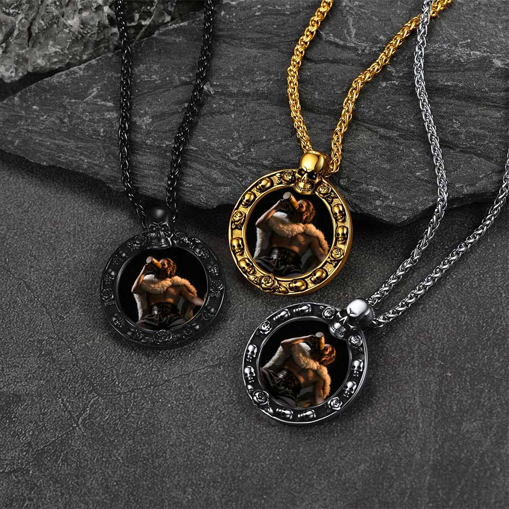 FaithHeart Custom Round Picture Necklace Skull Wrap Pendant FaithHeart