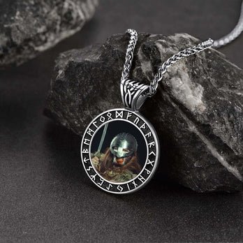 FaithHeart Customized Photo Necklace Viking Rune Medal Pendant FaithHeart