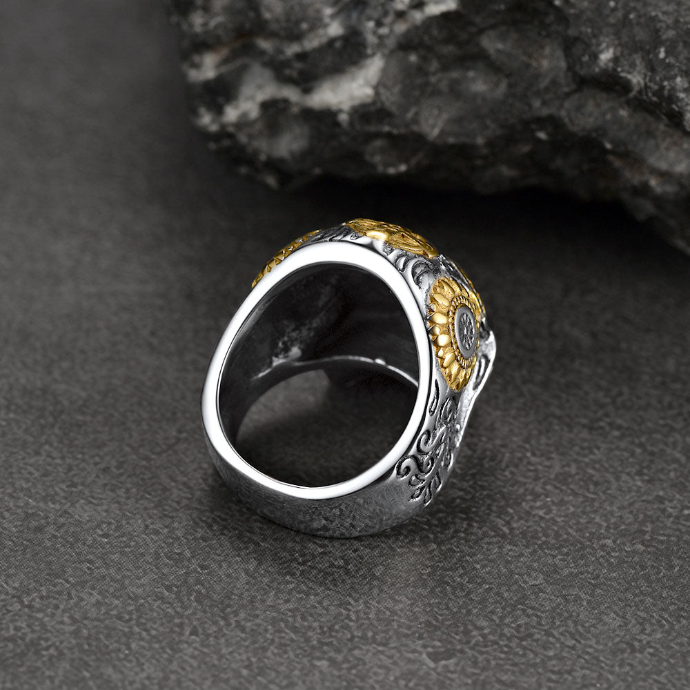 FaithHeart Gothic Punk Solid Suger Skull Ring for Men FaithHeart
