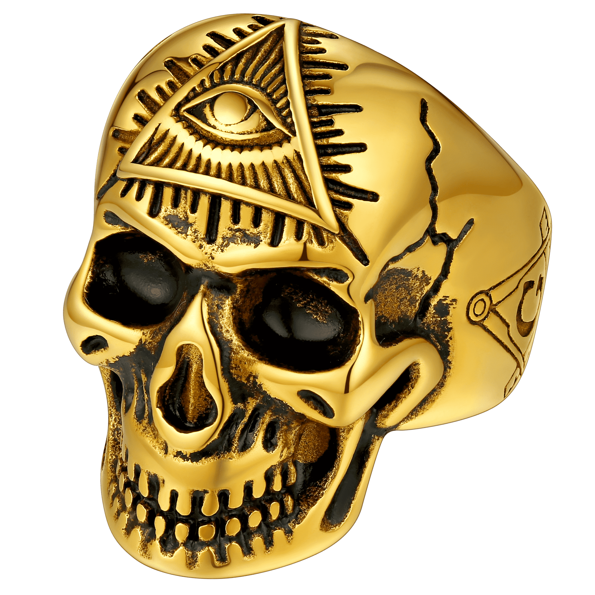 FaithHeart Ancient Eye of Providence Skull Ring For Men FaithHeart
