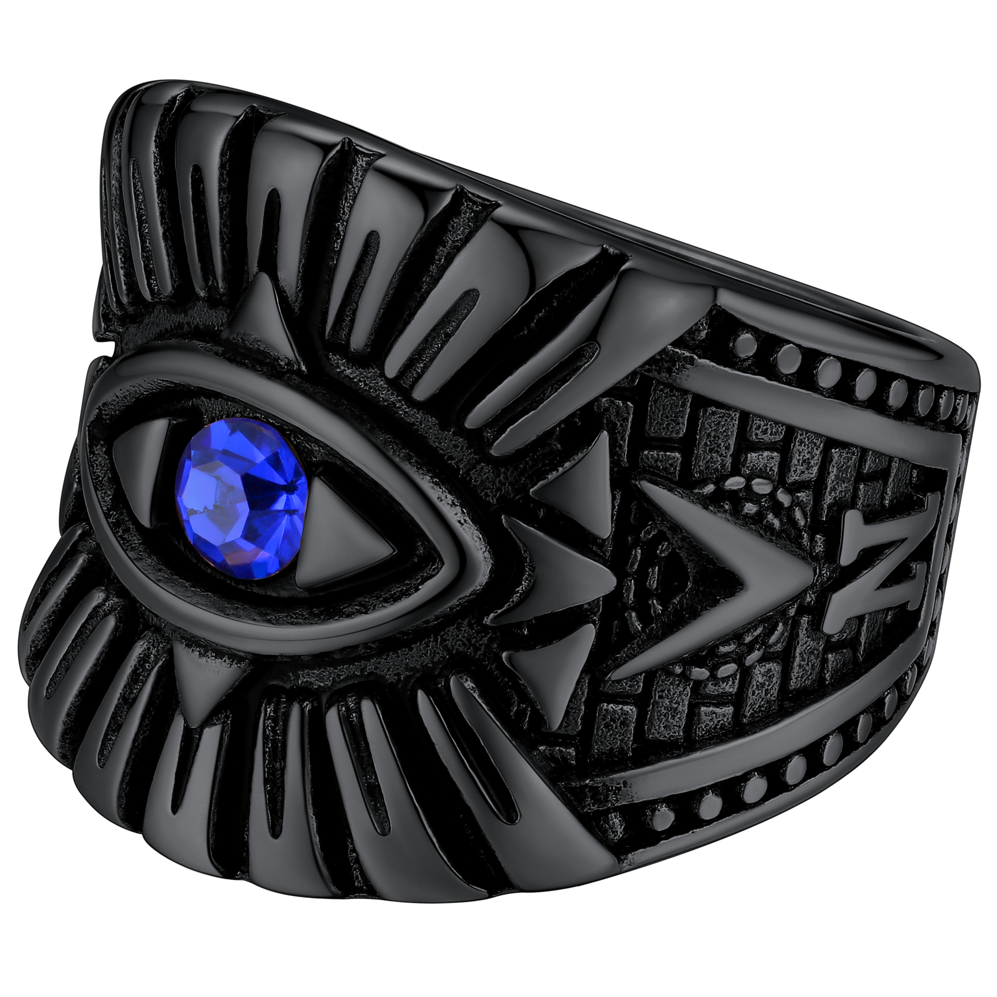 FaithHeart Blue Sapphire All Seeing Eye Ring Stainless Steel FaithHeart
