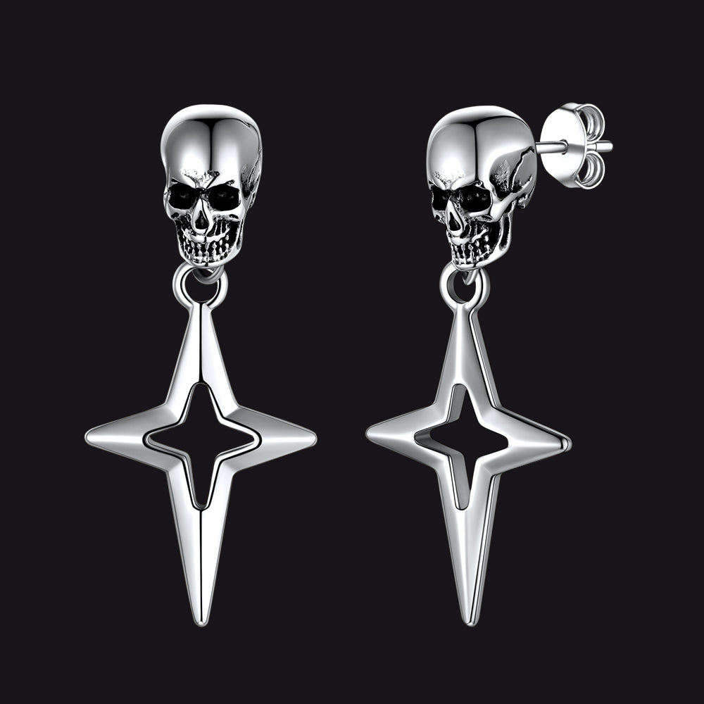 Flash Sale Skull Dangle Stud Earrings Cross Star