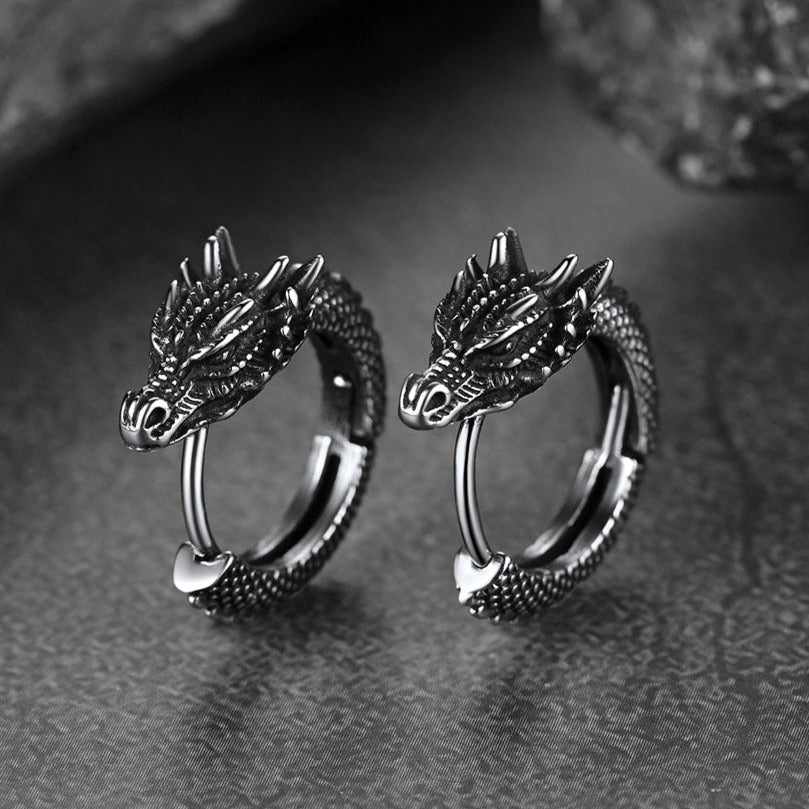 FaithHeart Men's Dragon Hoop Earrings Stainless Steel FaithHeart