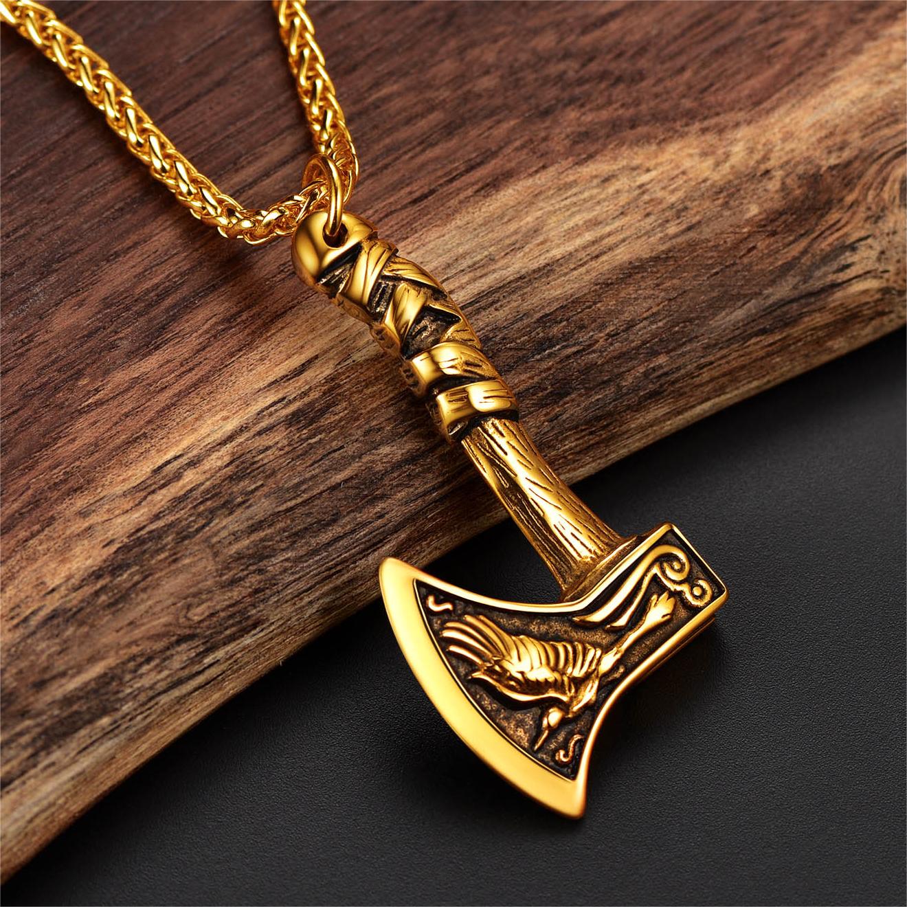 FaithHeart Viking Battle Axe Necklace for Men FaithHeart