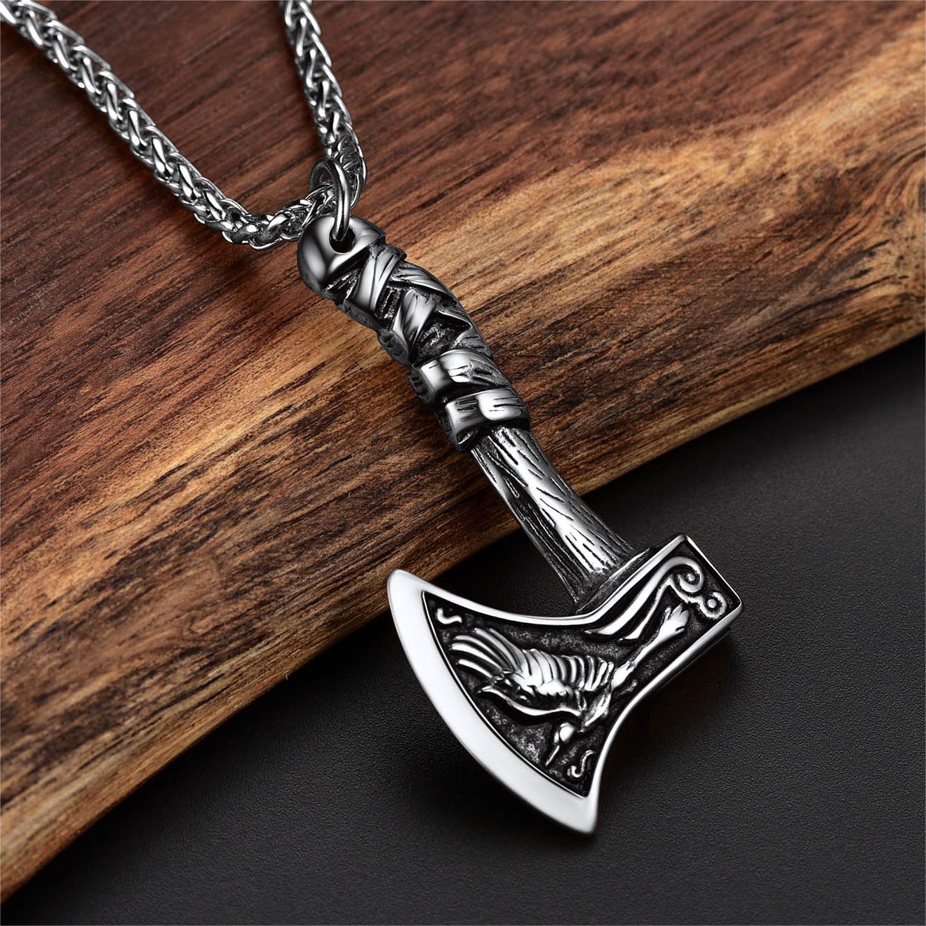 FaithHeart Viking Battle Axe Necklace for Men FaithHeart