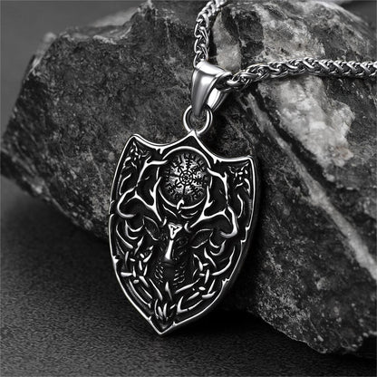 FaithHeart Norse Viking Compass Deer Necklace For Men FaithHeart