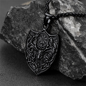 FaithHeart Norse Viking Compass Deer Necklace For Men FaithHeart