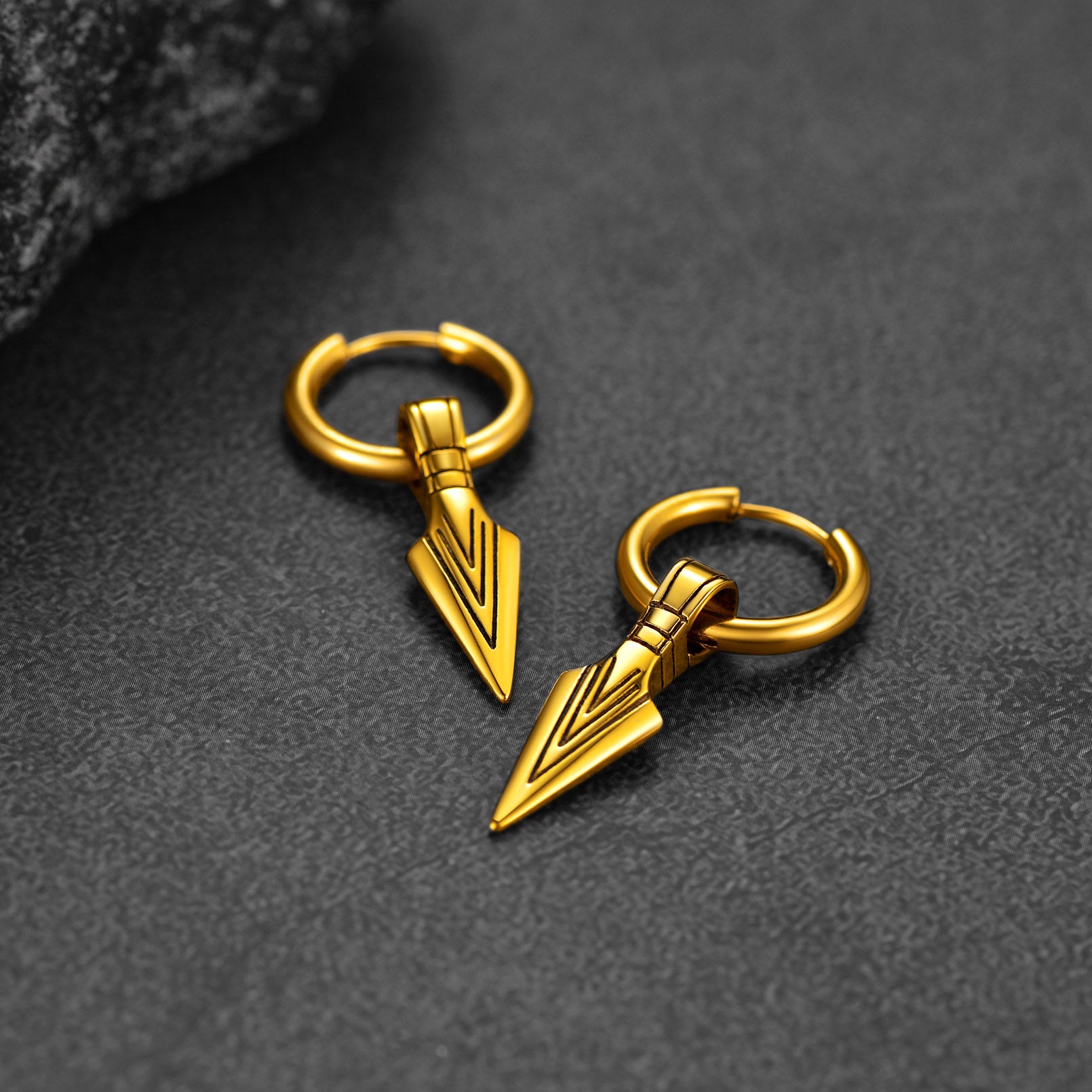 FaithHeart Punk Spear Arrowhead Drop Dangle Earrings For Men FaithHeart