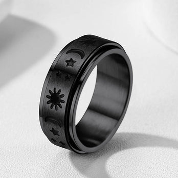 FaithHeart Moon Star Sun Ring Fidget Ring for Anxiety Stainless Steel FaithHeart