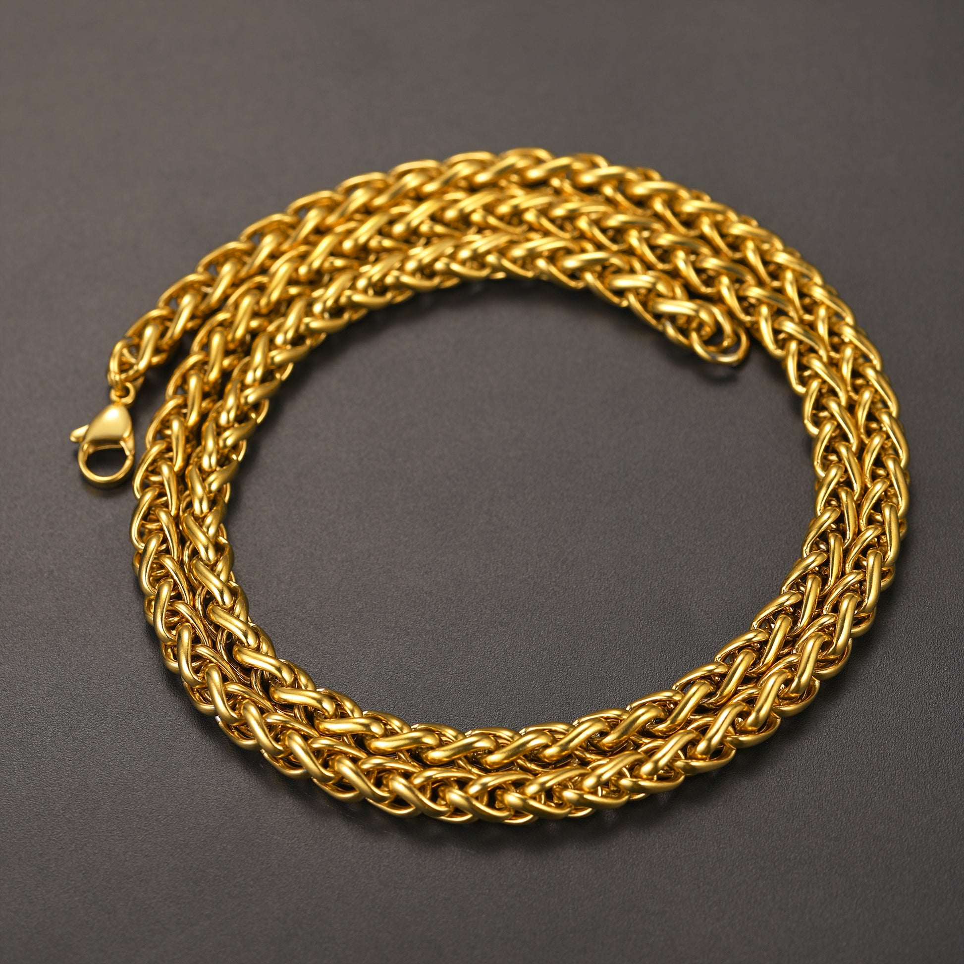 FaithHeart Stainless Steel Spiga Wheat Chain Necklace for Men Women,18''-30'' FaithHeart