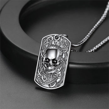 FaithHeart Custom Gothic Skull Dog Tag Pendant Necklace For Men FaithHeart