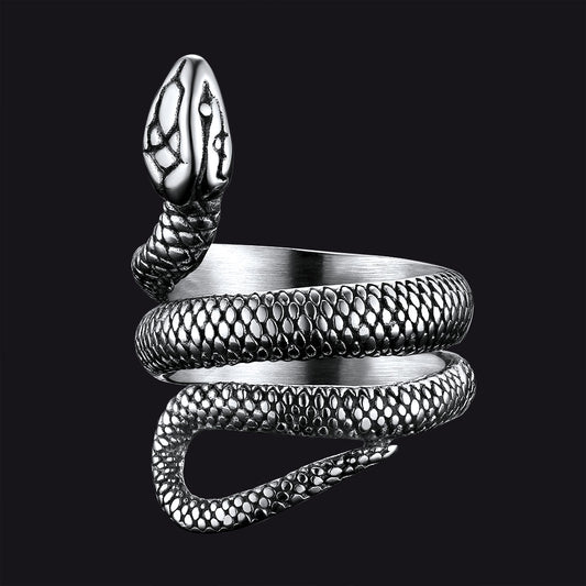 FaithHeart Punk Coiled Snake Ring for Men FaithHeart