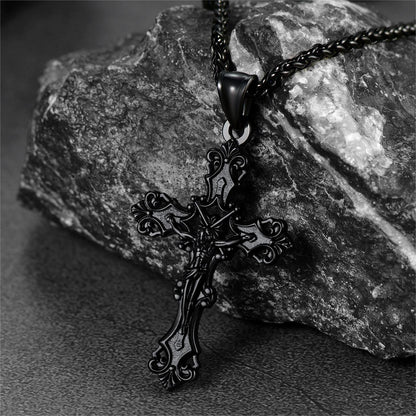 FaithHeart Cross Crucifix Pendant Necklace For Men Stainless Steel FaithHeart