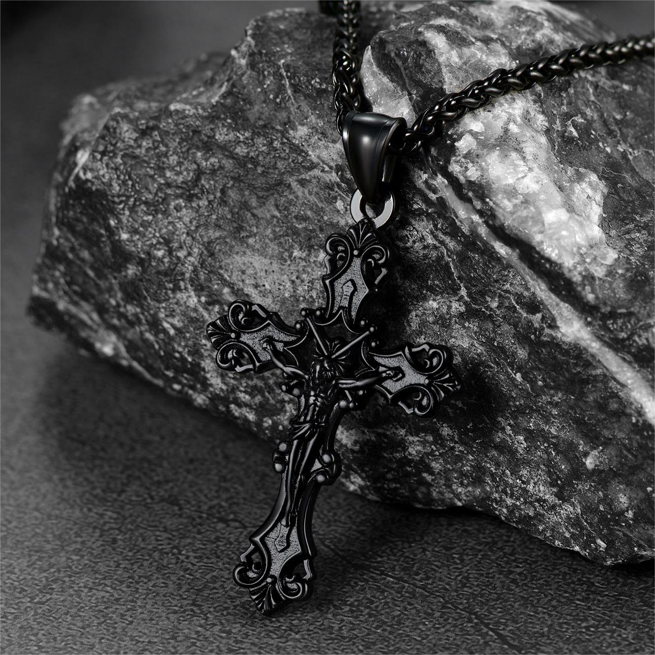 Vintage Crucifix Cross Necklace Jesus Pendant